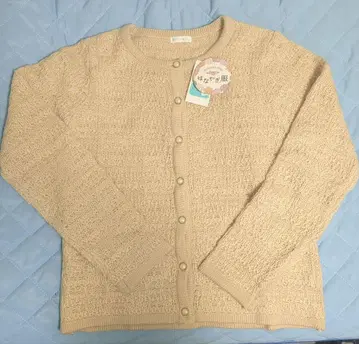 여성 베이지 펄 버튼 니트 가디건 M 사이즈