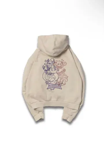 LAPKARU CARTOON ZIP HOODIE / LIGHT BEIGE
