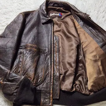 환상의 44 사이즈 샷 가죽 자켓 천연 가죽 USA제 275 브라운