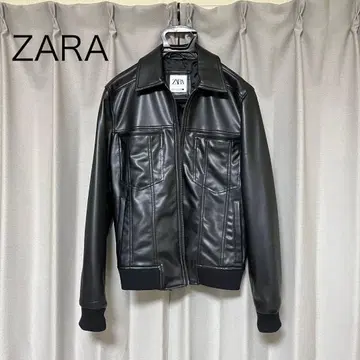 ZARA 블랙 페이크 가죽 자켓 EUR S