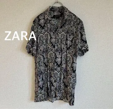 ZARA 페이즐리 무늬 반팔 셔츠 슬림핏