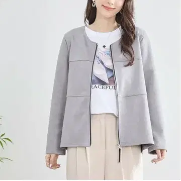 페이크 스웨이드 노카라 자켓 그레이 (M~L)
