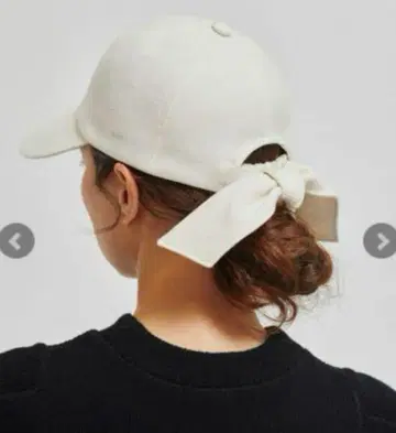 yori 리본 울 캡 화이트