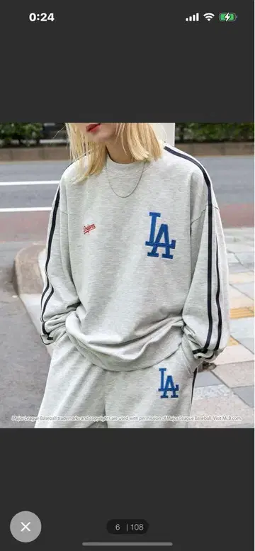 LA 로고 그레이 긴팔 맨투맨 MLB