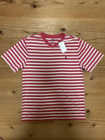 POLO 보더 T셔츠 빨간색 핑크