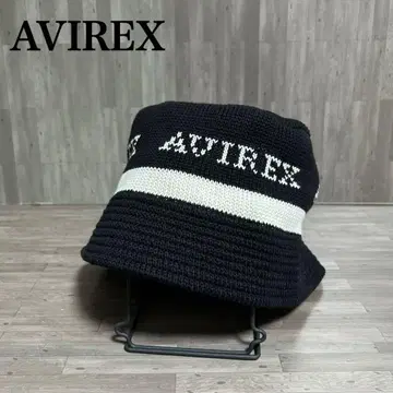 새상품급 AVIREX 버킷 햇 블랙 화이트 니트 모자