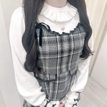 evelyn 가는 리본 체크 미니 op