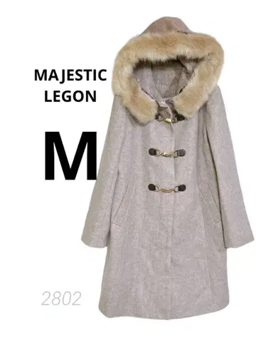 새상품급 MAJESTIC LEGON 베이지 후드 부착 롱 코트 [ M ]