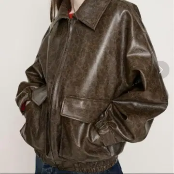 FAUX LEATHER ZIP UP 블루종 SLY 가죽 자켓