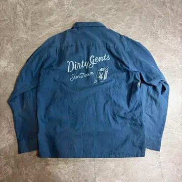 라디얼 오픈 카라 셔츠 워크 셔츠 페이드 자수