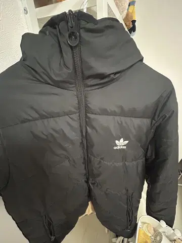 adidas 후드 부착 다운 자켓 리버서블 L