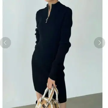 [ EMODA ] [ 새상품급 ] 하프 지퍼 니트 원피스 블랙