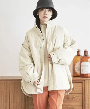새상품급 LOWRYSFARM 2WAY 퀼트 블루종 아이보리
