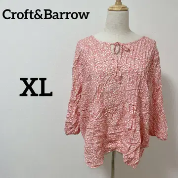 Croft&Barrow 여성용 핑크 꽃무늬 반소매 블라우스 1X (XL)