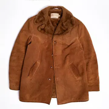 Schott Bros 레어 사이즈 42 스웨이드 런치 코트 보아 브라운
