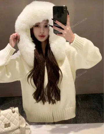 SHEIN 퍼 니트 후드티 M 사이즈