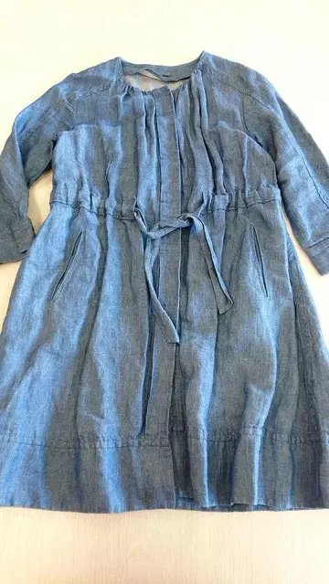 데님 원피스 코트 겉옷 인디고 투모로우랜드 노카라 38 면린넨