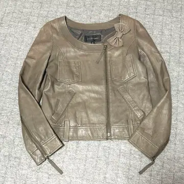 질 스튜어트 라이더 자켓 싱글 노카라 양가죽 M