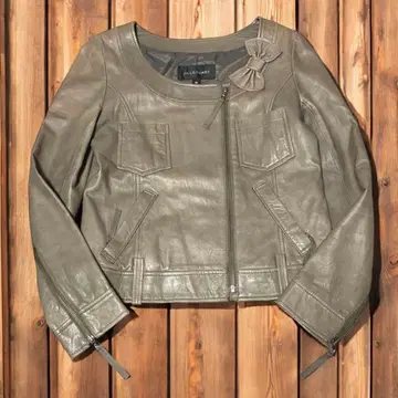 질 스튜어트 라이더 자켓 싱글 노카라 양가죽 M