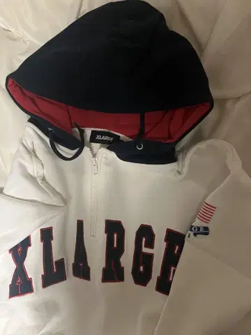 XLARGE 집업 후드티 화이트/네이비