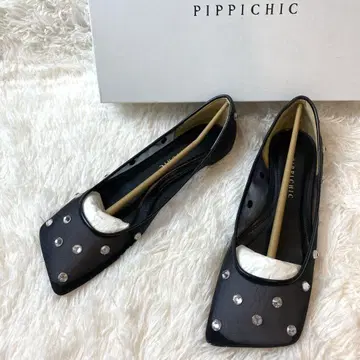 PIPPICHIC LINDA DIAMOND 플랫슈즈 도트 무늬 블랙