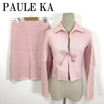 LA8267 폴카 스커트 정장 세트 핑크 울 레이온 36