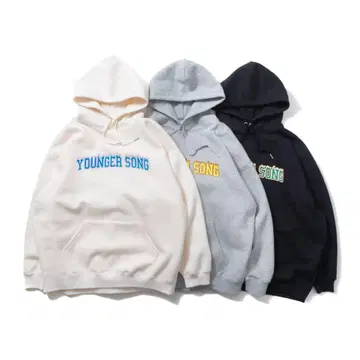 YOUNGER SONG 로고 자수 후드티
