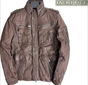 J7124 새상품급 잭 로즈 주름 가공 돈피 M65 가죽 자켓 브라운 4