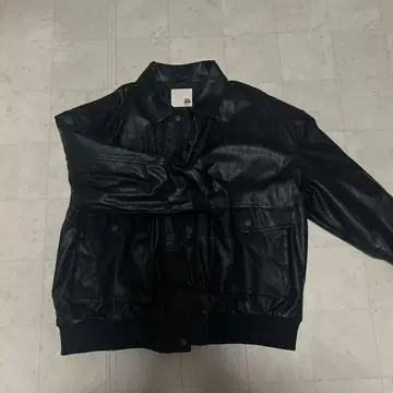 블랙 레더 봄버 자켓