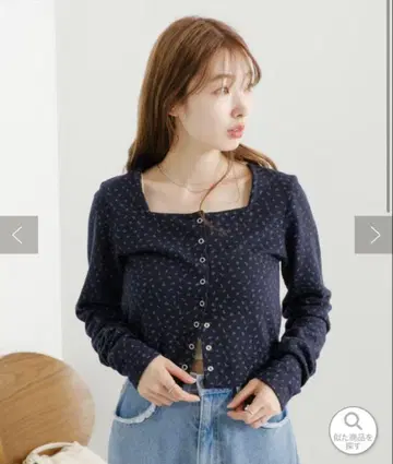 kastane 미니 꽃무늬 스퀘어 써멀 가디건