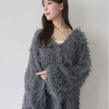 멜로우 네온 샤기 니트 가디건