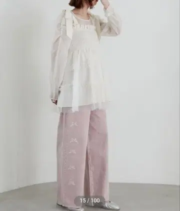 마제스틱 레곤 리본 비쥬 데님 팬츠