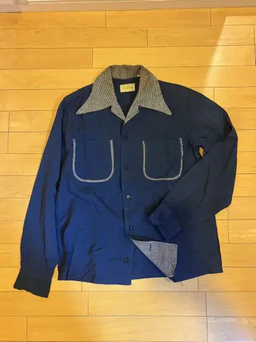 50s Don Varado 울 오픈 카라 개금 셔츠 빈티지