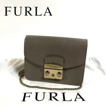 [ 새상품급 ] FURLA 가죽 체인 사코슈 그레이 수납 가방 포함