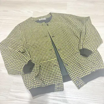 노카라 블랙 옐로우 체크 자켓 구제 의류