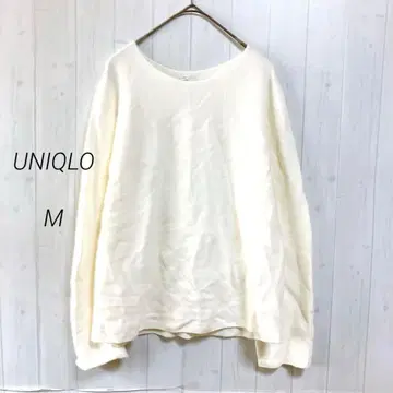 UNIQLO 3D 니트 코튼 크루넥 스웨터 화이트 M 긴팔