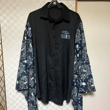 ACDC RAG 키모노 셔츠 일본풍 패턴 블랙 x 블루 남성용 여성 겸용