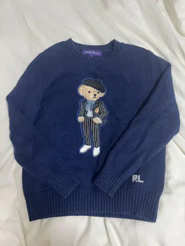 POLO 베어 니트 스웨터 네이비