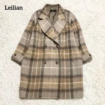 Leilian 레리안 모헤어 샤기 코트 체크 9