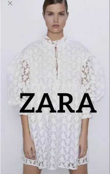 ZARA 플라워 전체 레이스 미니 원피스 튜닉 M 사이즈