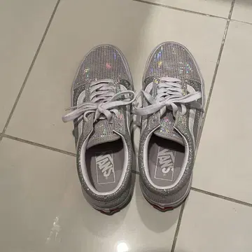 [ 상태 좋음 ] VANS 실버 반짝이는 통굽 스니커즈