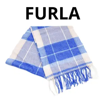 FURLA 훌라 머플러 블루 베이지 캐시미어 체크