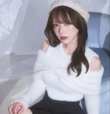 미셸 마카롱 리본 니트탑 화이트 XS
