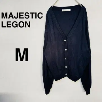 MAJESTIC LEGON V넥 가디건 긴팔 M 네이비