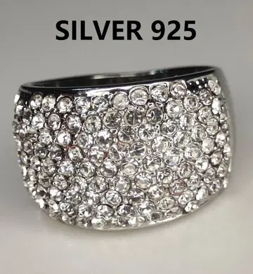 Diamond Style 925 실버 크리스탈 장식 폭넓은 반지