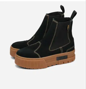 PUMA 블랙 사이드 고어 부츠 통굽