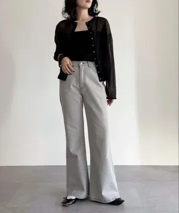 플레어 데님 팬츠 사이즈 38 그레이