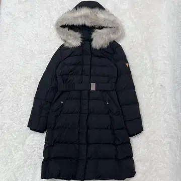 GUESS 게스 다운 롱 코트 퍼 블랙 A라인 맥시 길이