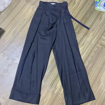 STUDIOUS 사이드 벨트 와이드 레그 슬랙스