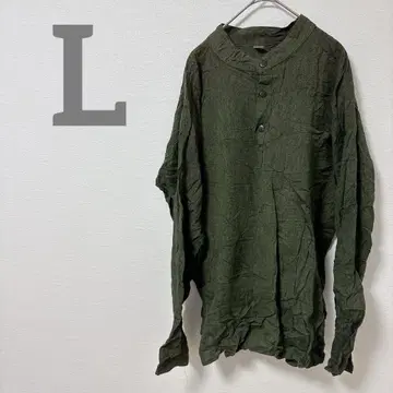 긴팔 셔츠 [ L ] 크루넥 긴팔 튜닉 셔츠 올리브 그린